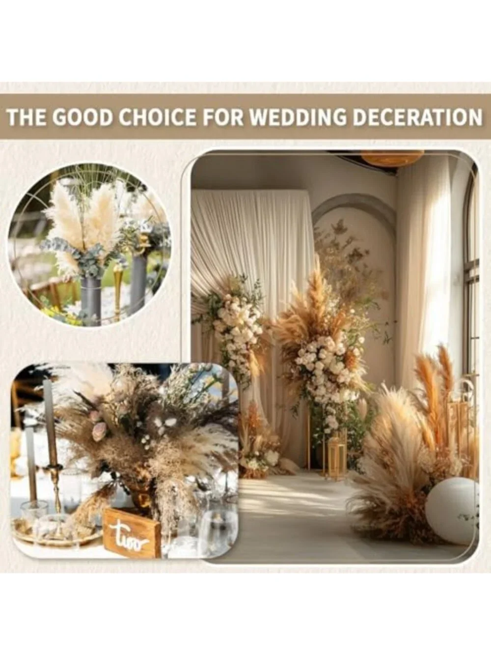 200 Pcs Dried Pampas Grass & Bunny Tails - Boho Home Decor, Rustic Wedding